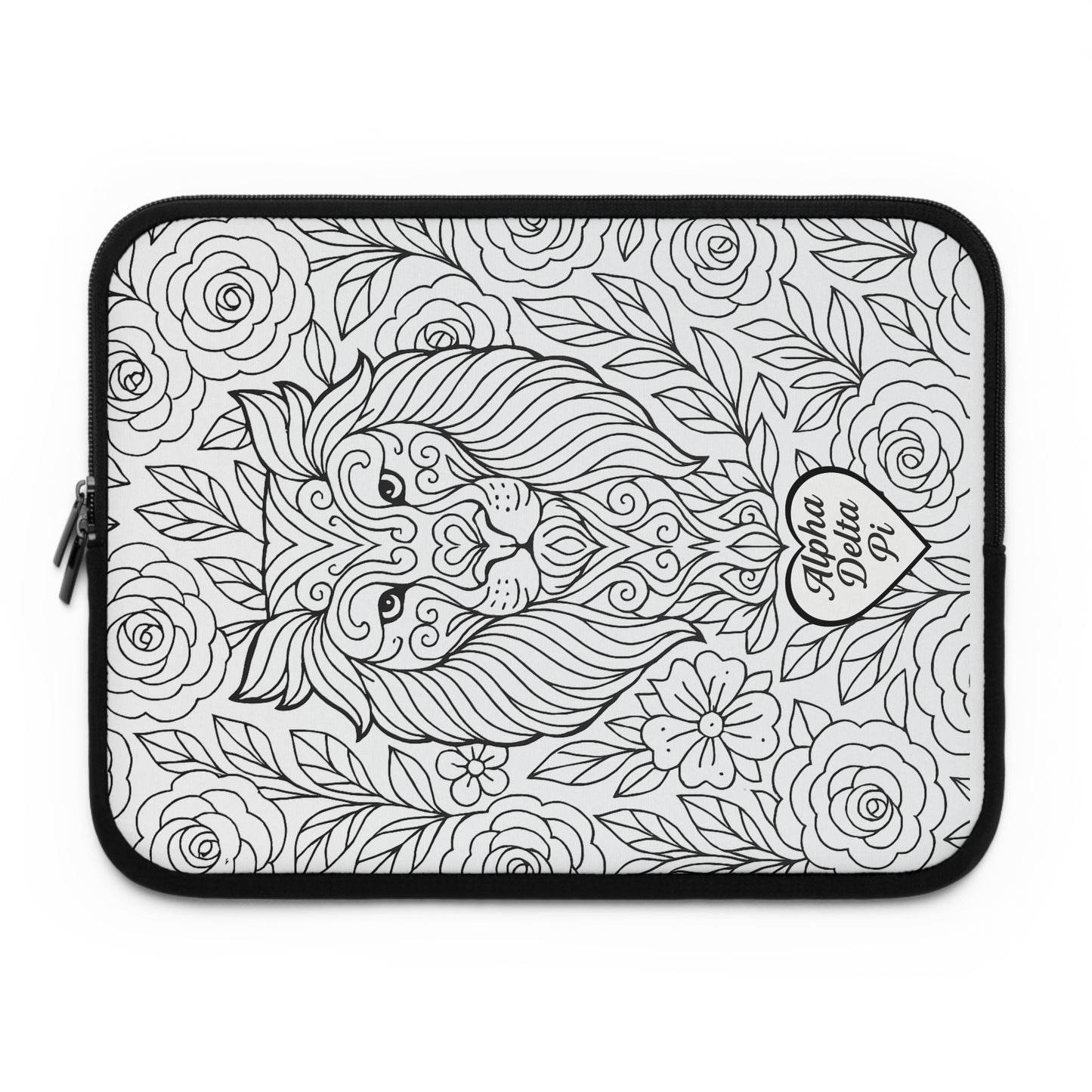 Alpha Delta Pi Lion Laptop Sleeve — Black & White Decorative Protective Case