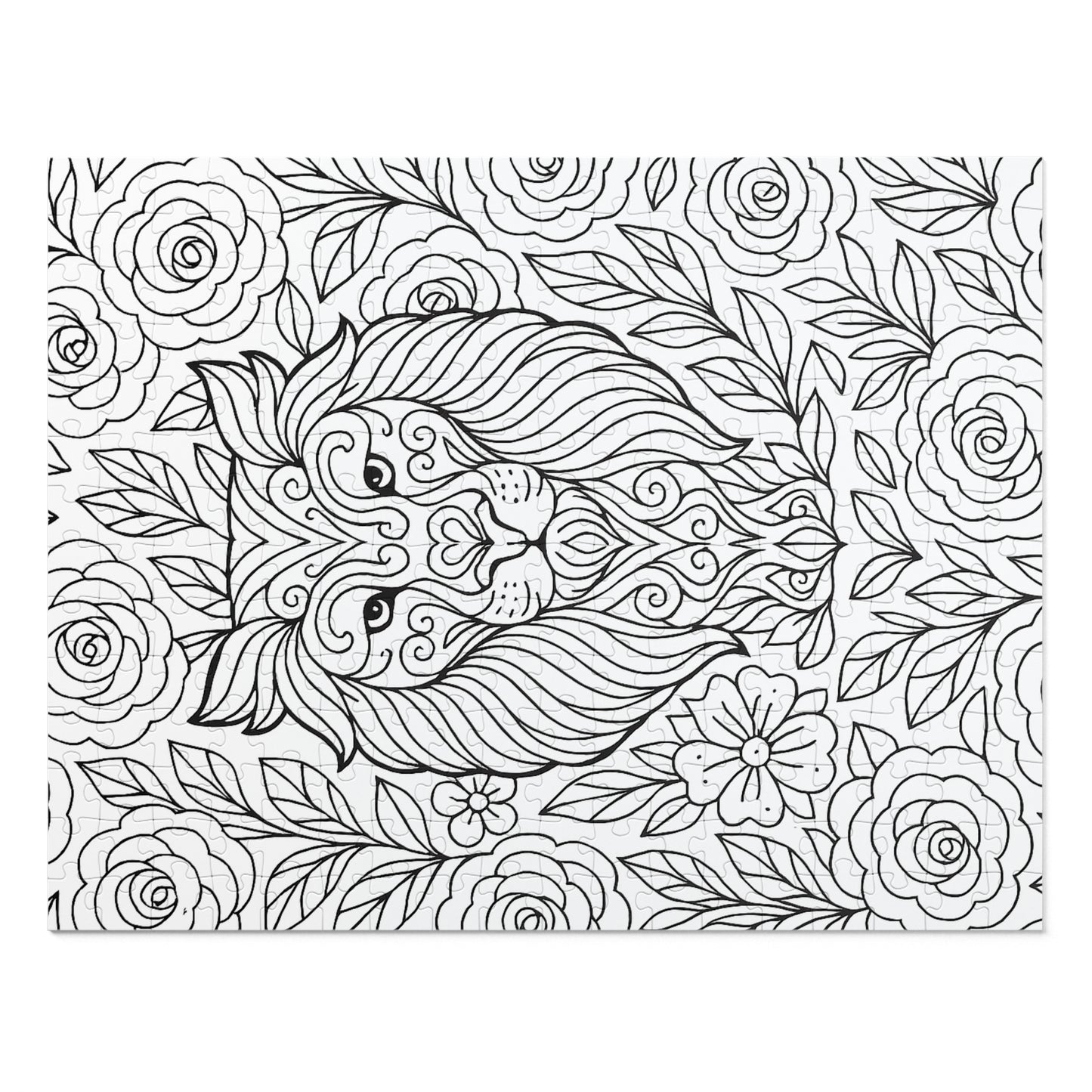 Adult Coloring Lion Jigsaw Puzzle with Tin – Mindfulness Puzzle for Stress Relief & Gifts