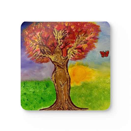 Corkwood Coaster Set - by Marie, who painted to support her loved one who is battling cancer, entitled "From Darkness to Light"