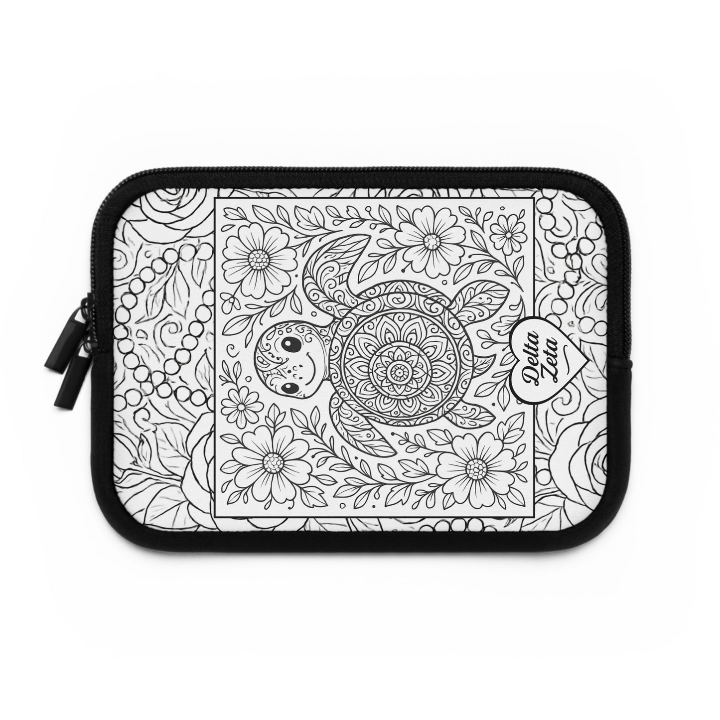 Delta Zeta Turtle Laptop Sleeve — Black & White Decorative Protective Case