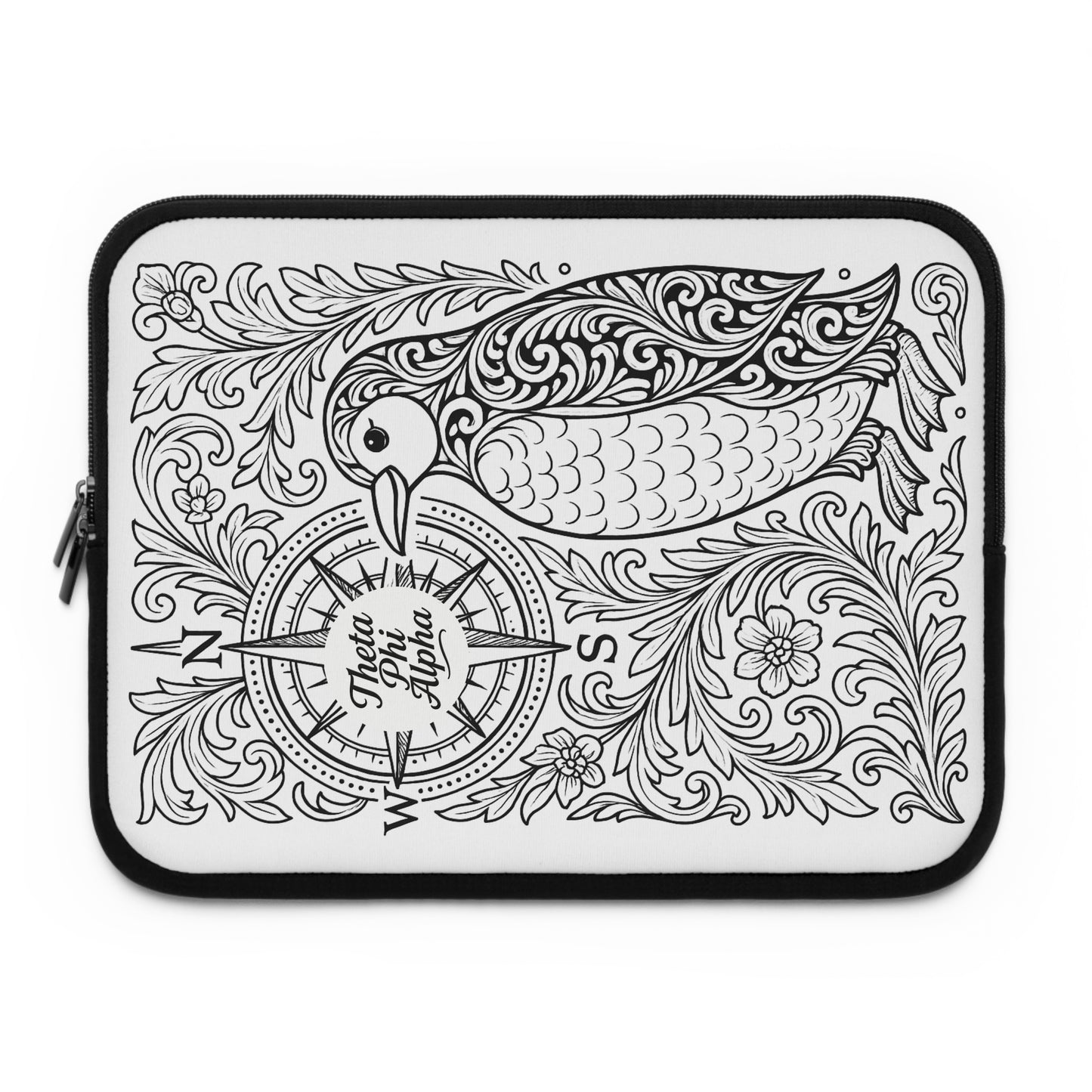 Theta Phi Alpha Penguin Laptop Sleeve — Black & White Decorative Protective Case