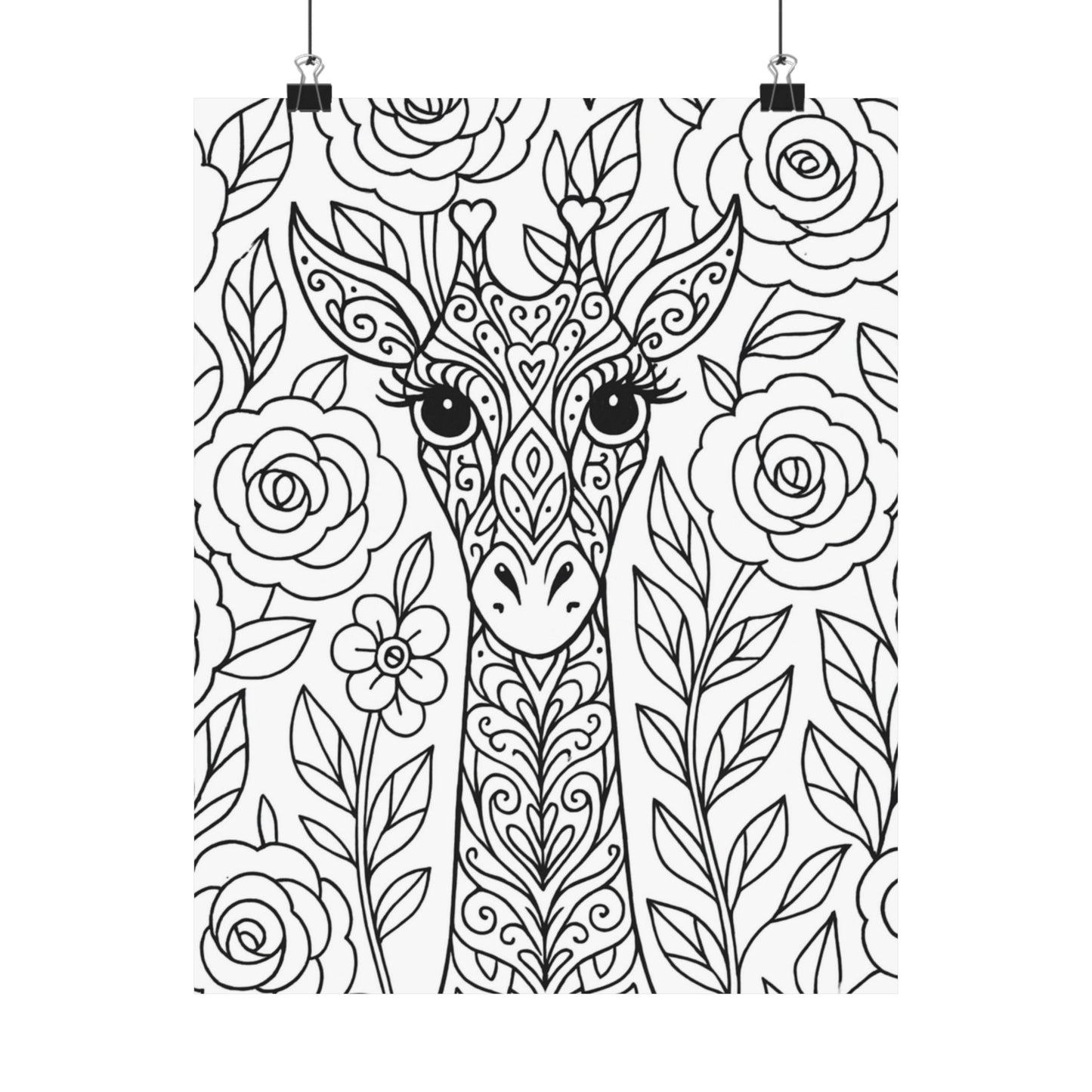Colorable Giraffe Poster