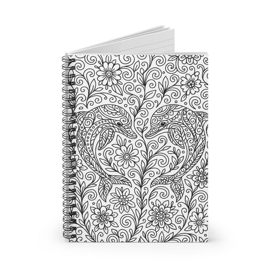 Dolphin Doodle Spiral Notebook – Ruled Journal for Coloring & Note-Taking