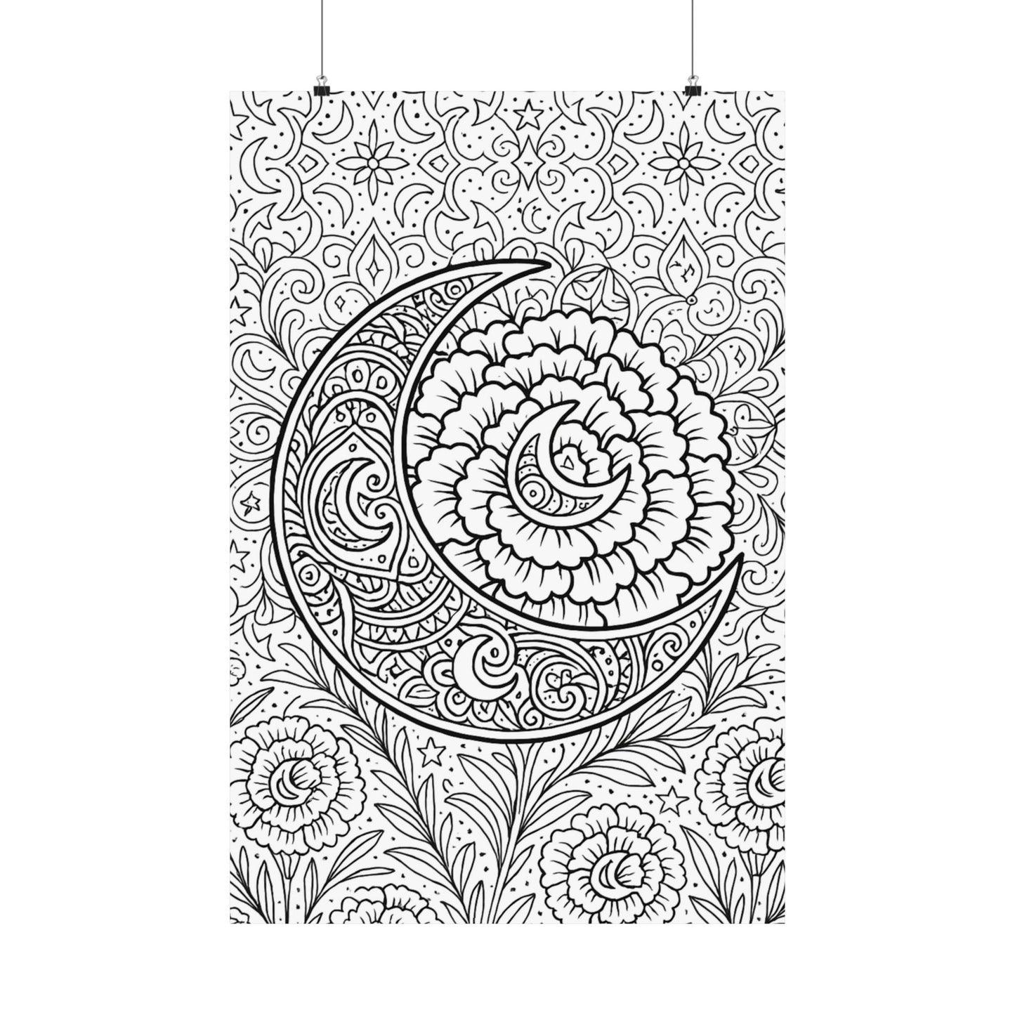 Colorable Crescent Moon Poster