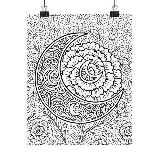 Colorable Crescent Moon Poster