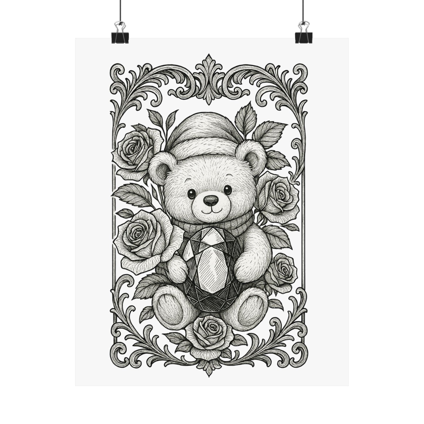 Phi Sigma Sigma Colorable Bear and Sapphire Poster
