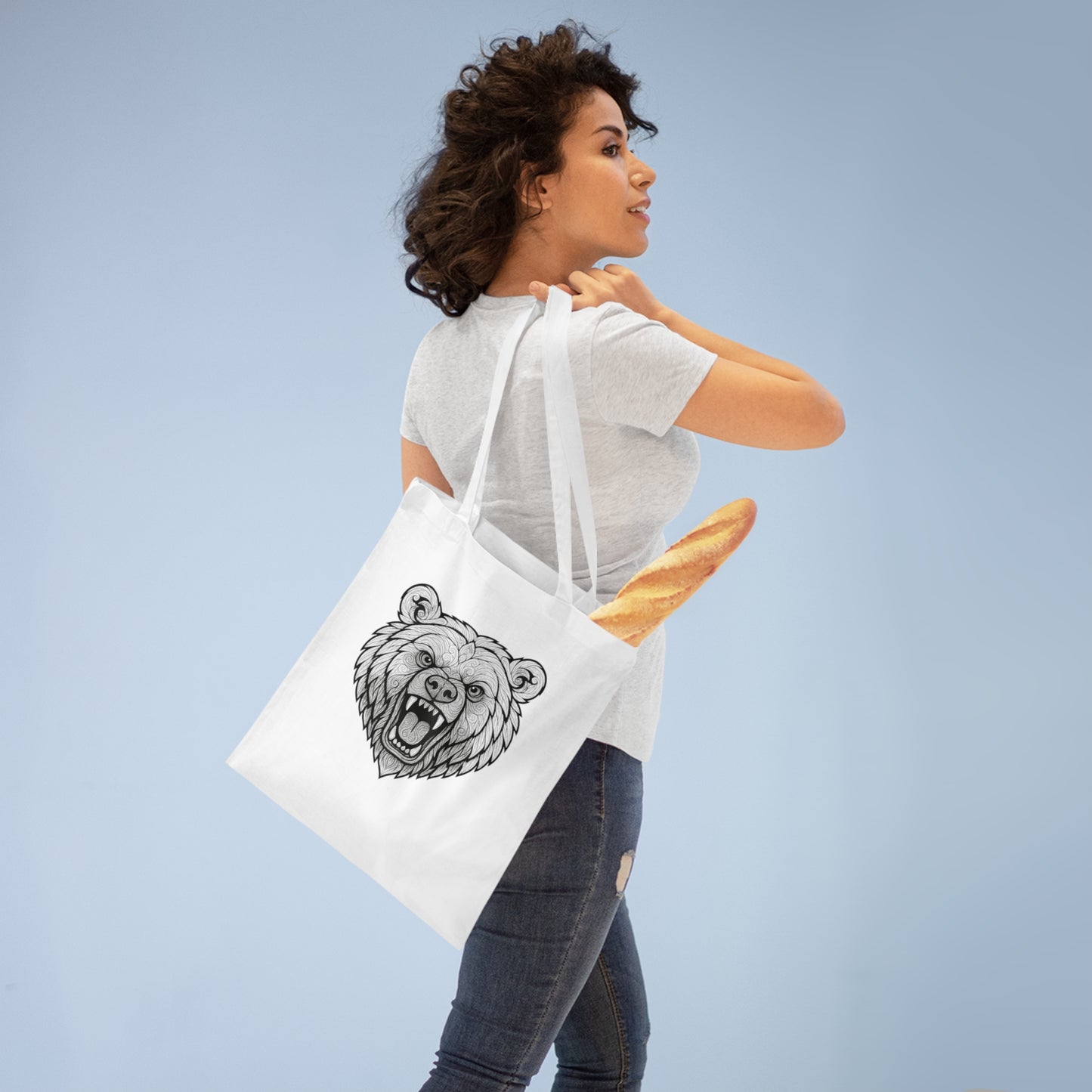 Ole Miss Rebel Bear Tote Bag, Eco-Friendly Shopping Bag, Wild Animal Lover Gift, Festival Carry-All, Beach Bag, Hiking Accessory, Nature Enthusiast
