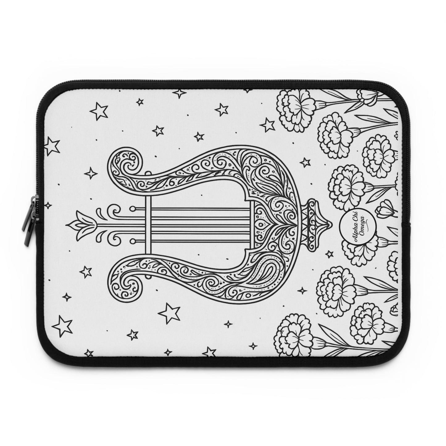 Alpha Chi Omega Lyre Edition Laptop Sleeve — Black & White Decorative Protective Case