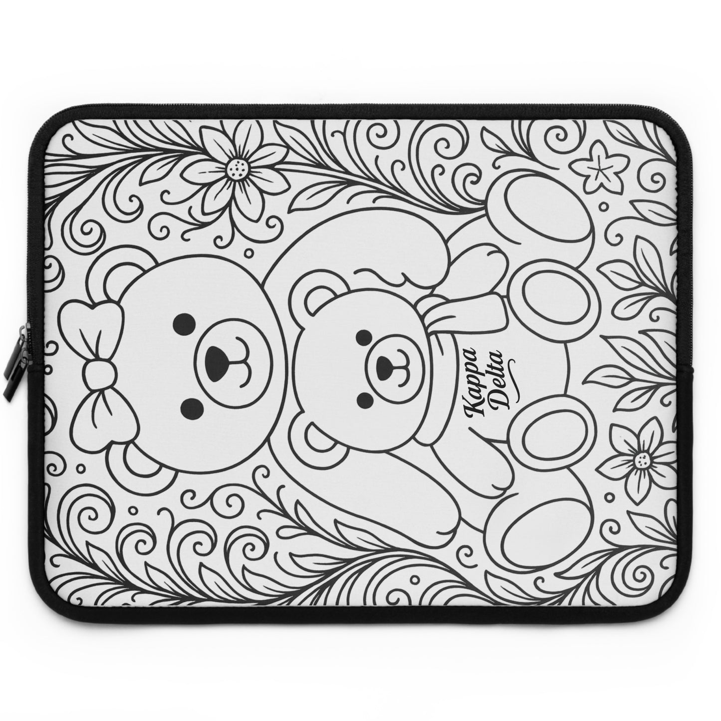 Kappa Delta Bear Laptop Sleeve — Black & White Decorative Protective Case
