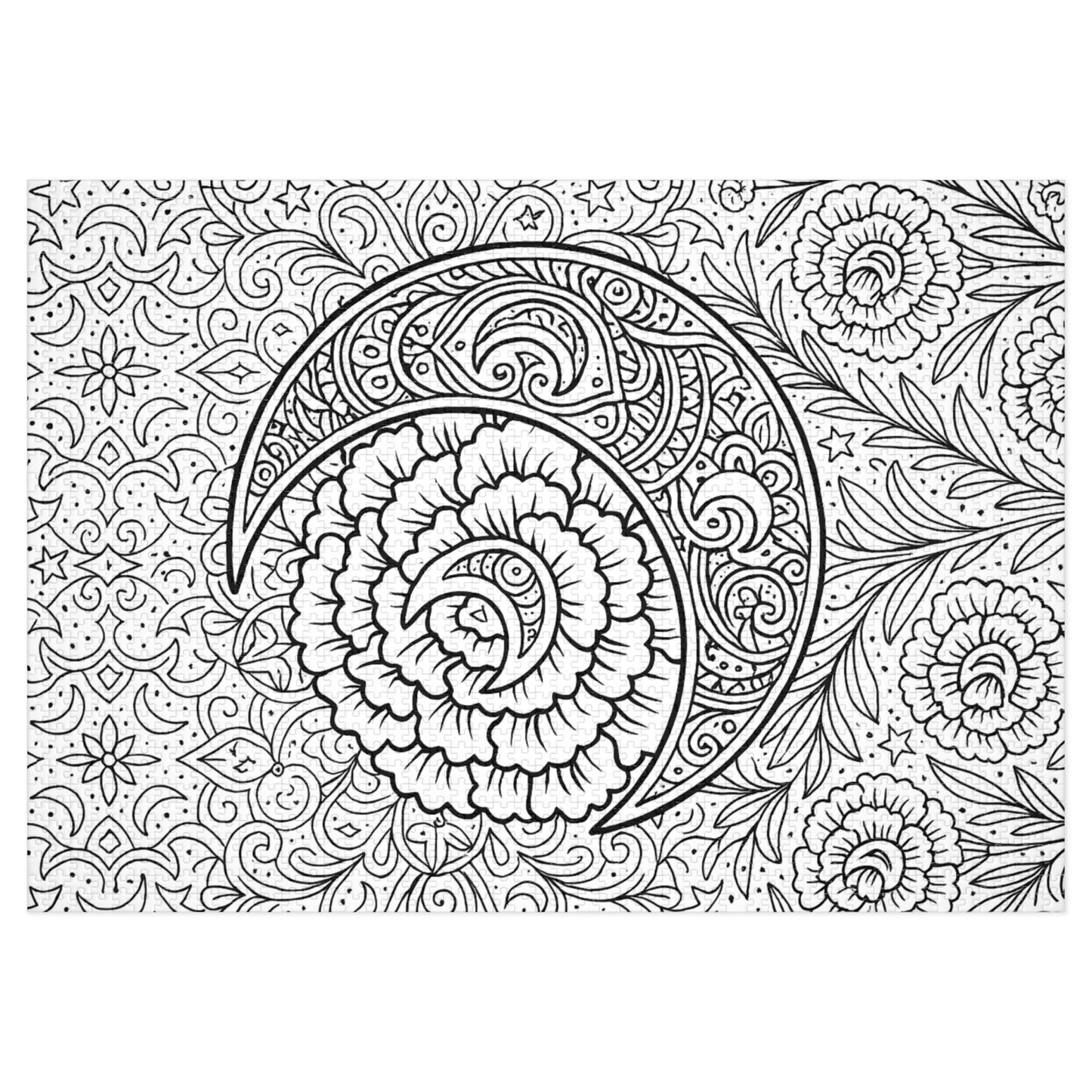 Jigsaw Puzzle: Crescent Moon and Carnations