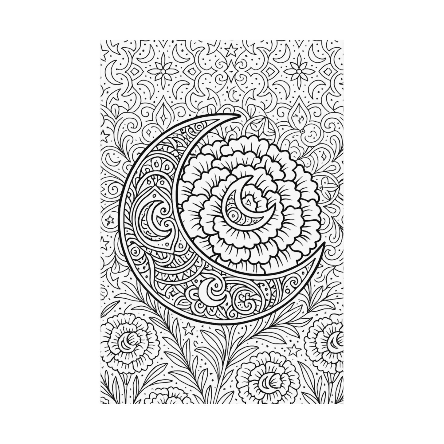Colorable Crescent Moon Poster
