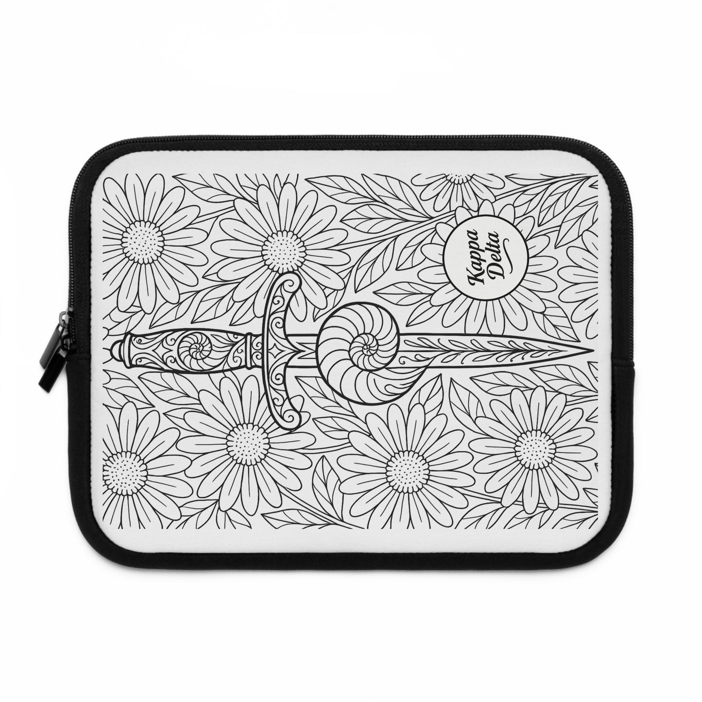 Kappa Delta Sword and Nautilus Shell Laptop Sleeve — Black & White Decorative Protective Case