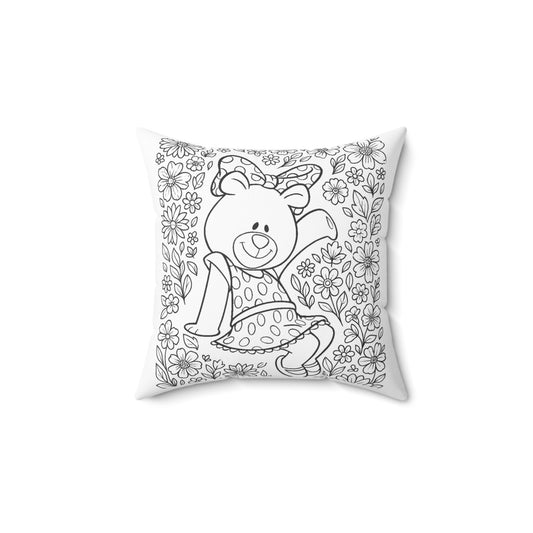 Alpha Xi Delta BetXi Bear Pillow — Floral DIY Decorative Square Pillow