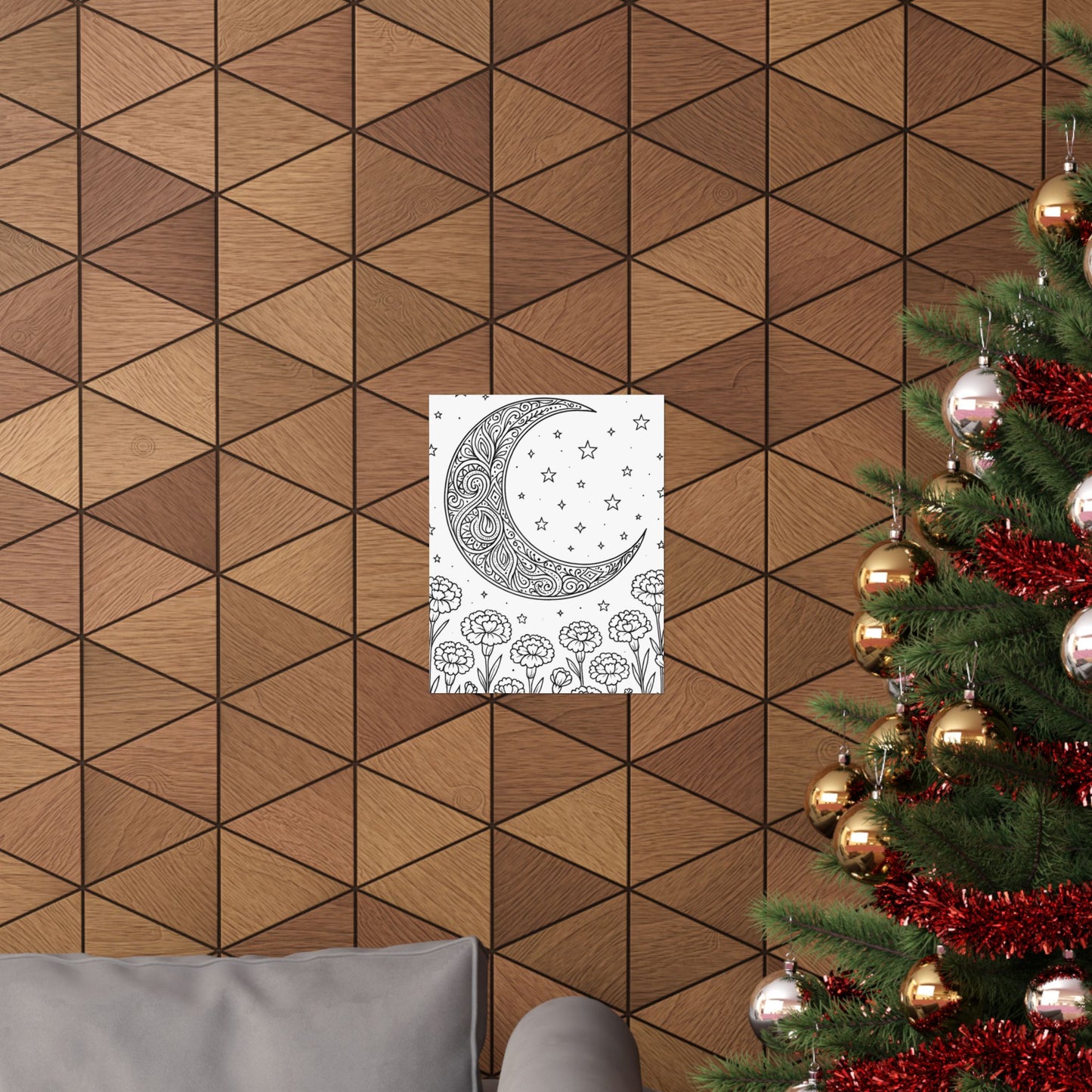 Colorable Crescent Moon Poster