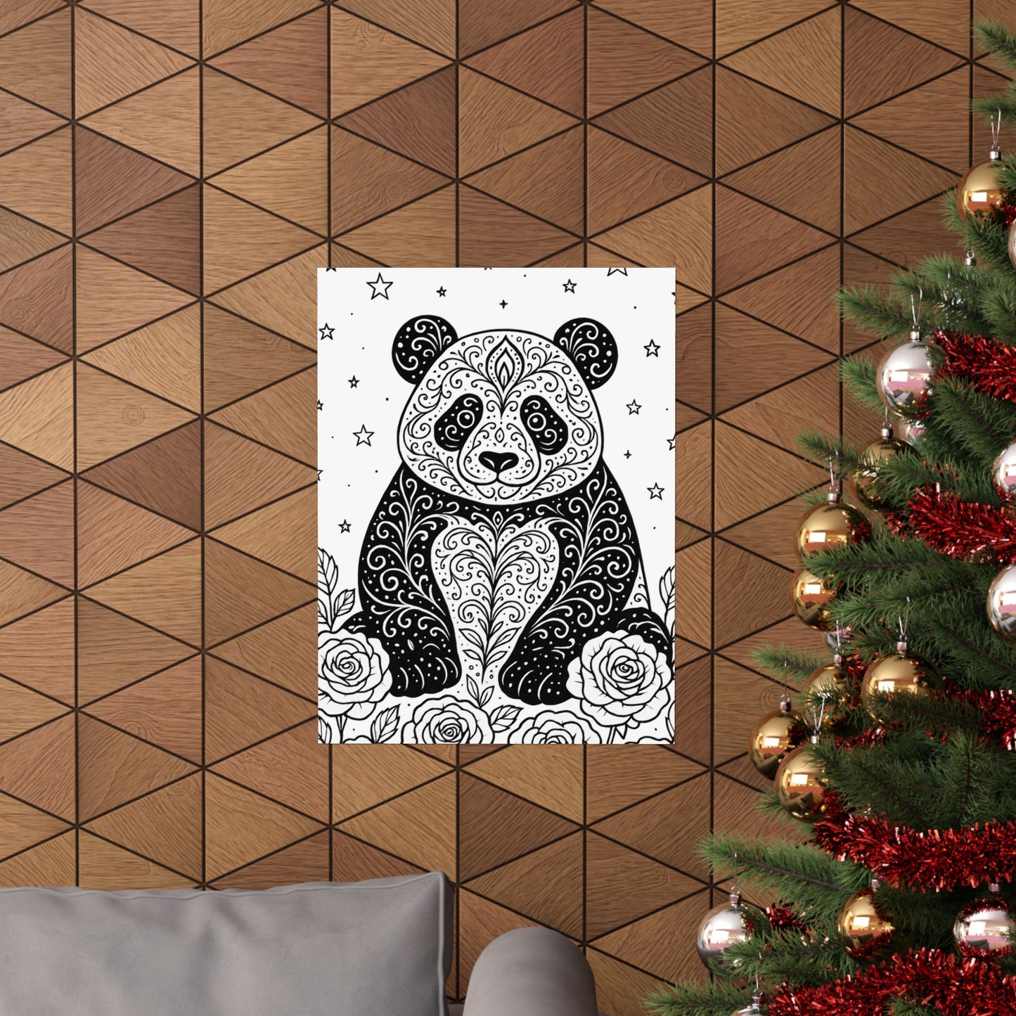 Colorable Panda Poster