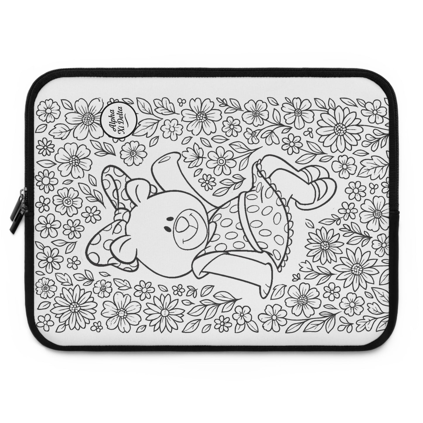 Alpha Xi Delta BetXiBear Laptop Sleeve — Black & White Decorative Protective Case