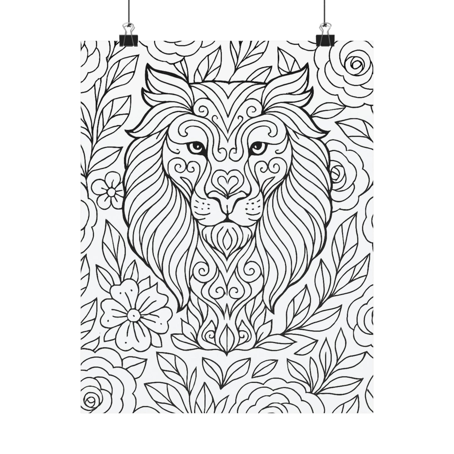 Colorable Lion Poster
