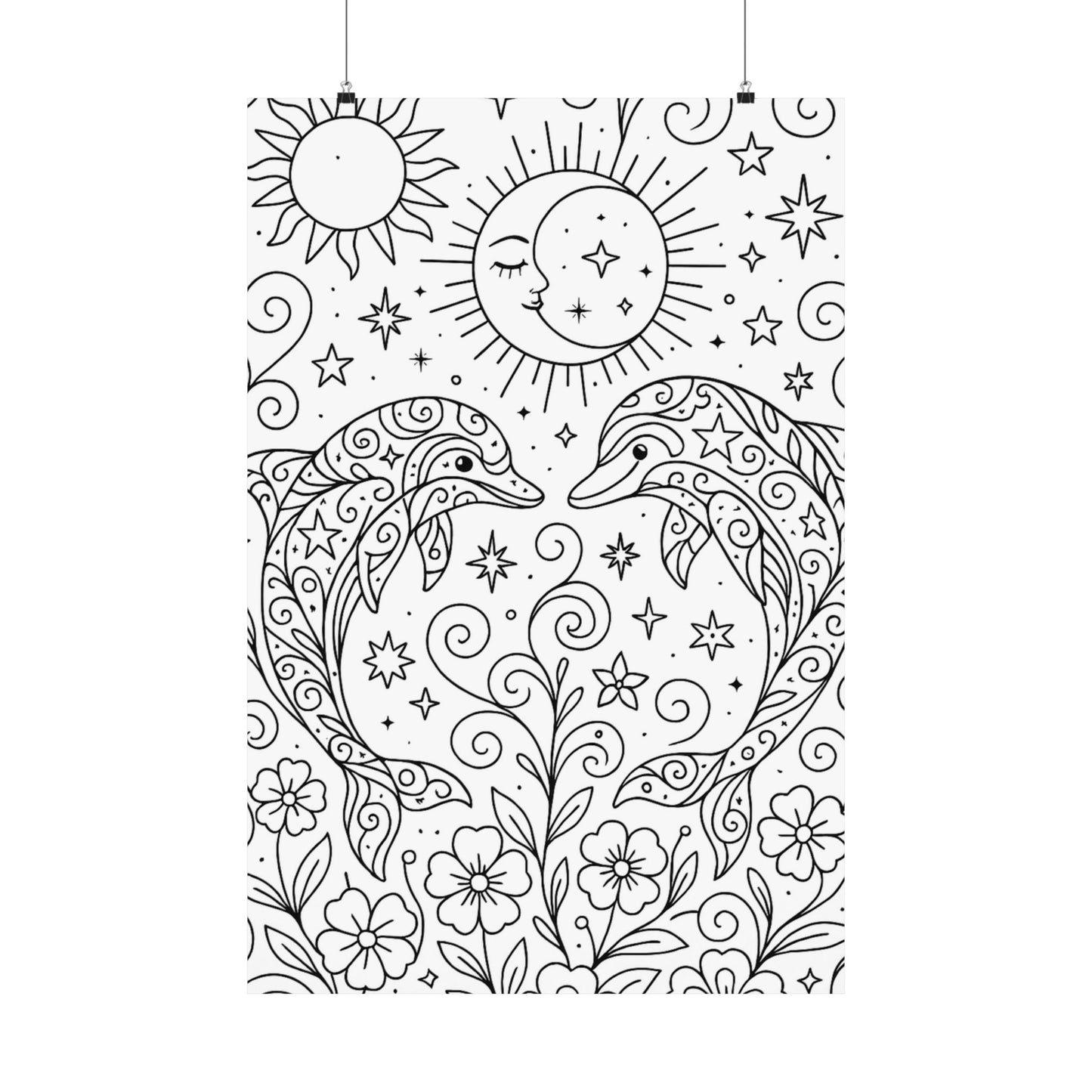 Colorable Dolphins Poster