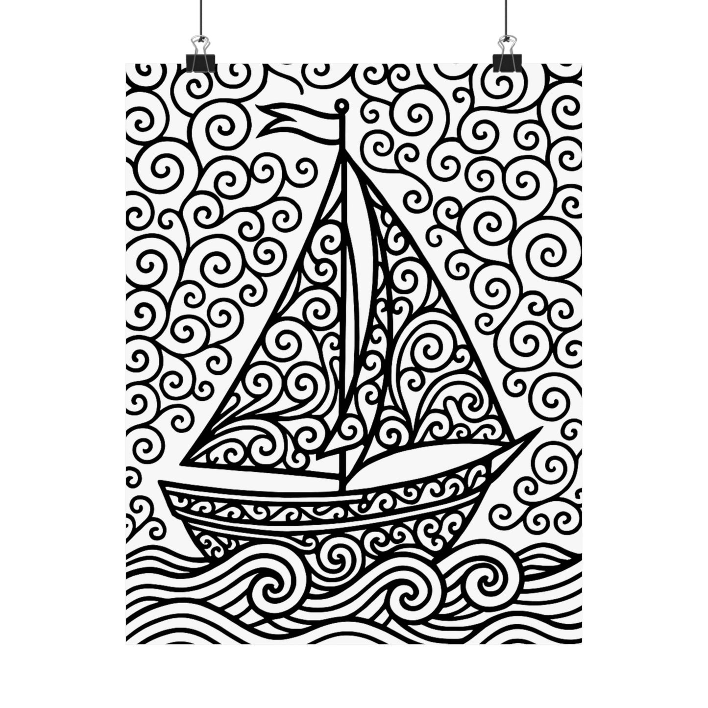 Colorable Sailboat Poster