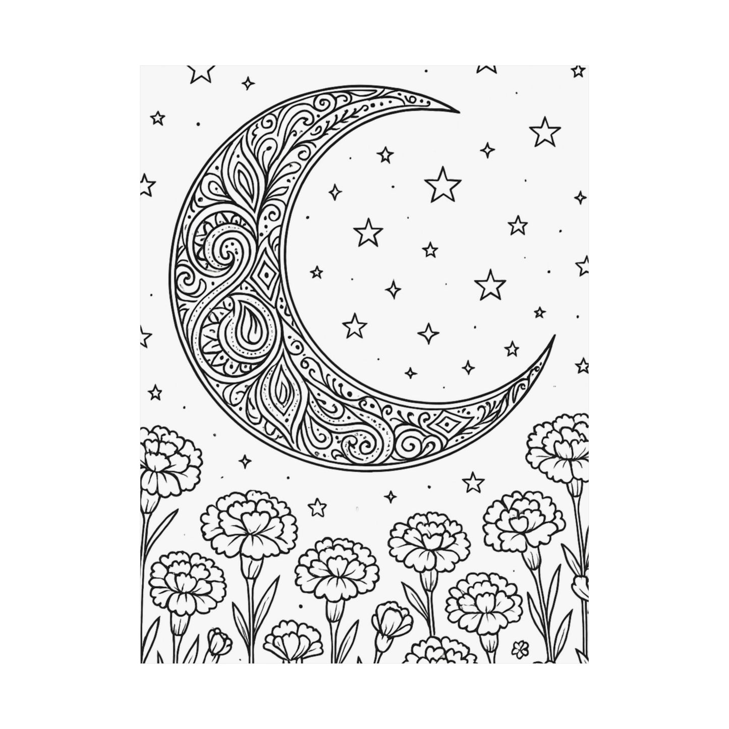 Colorable Crescent Moon Poster