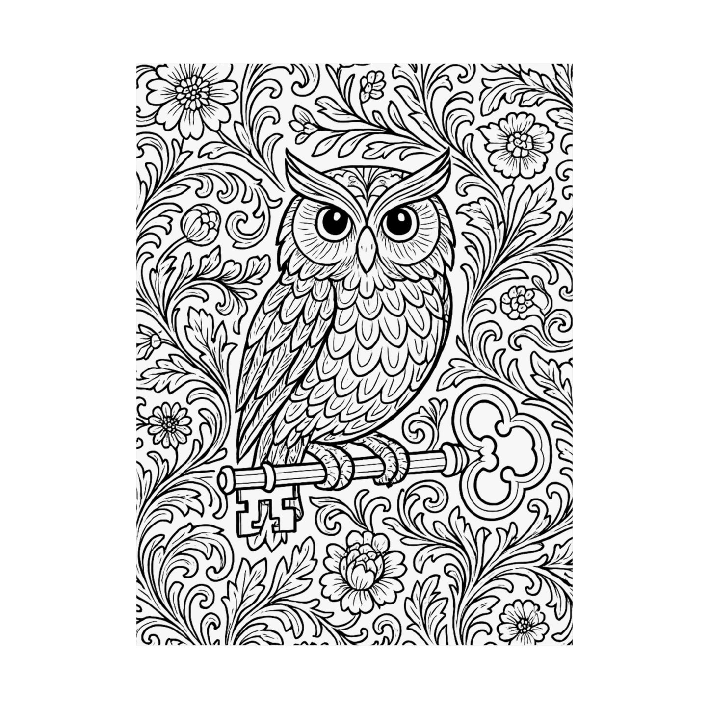 Colorable Owl and Key Poster