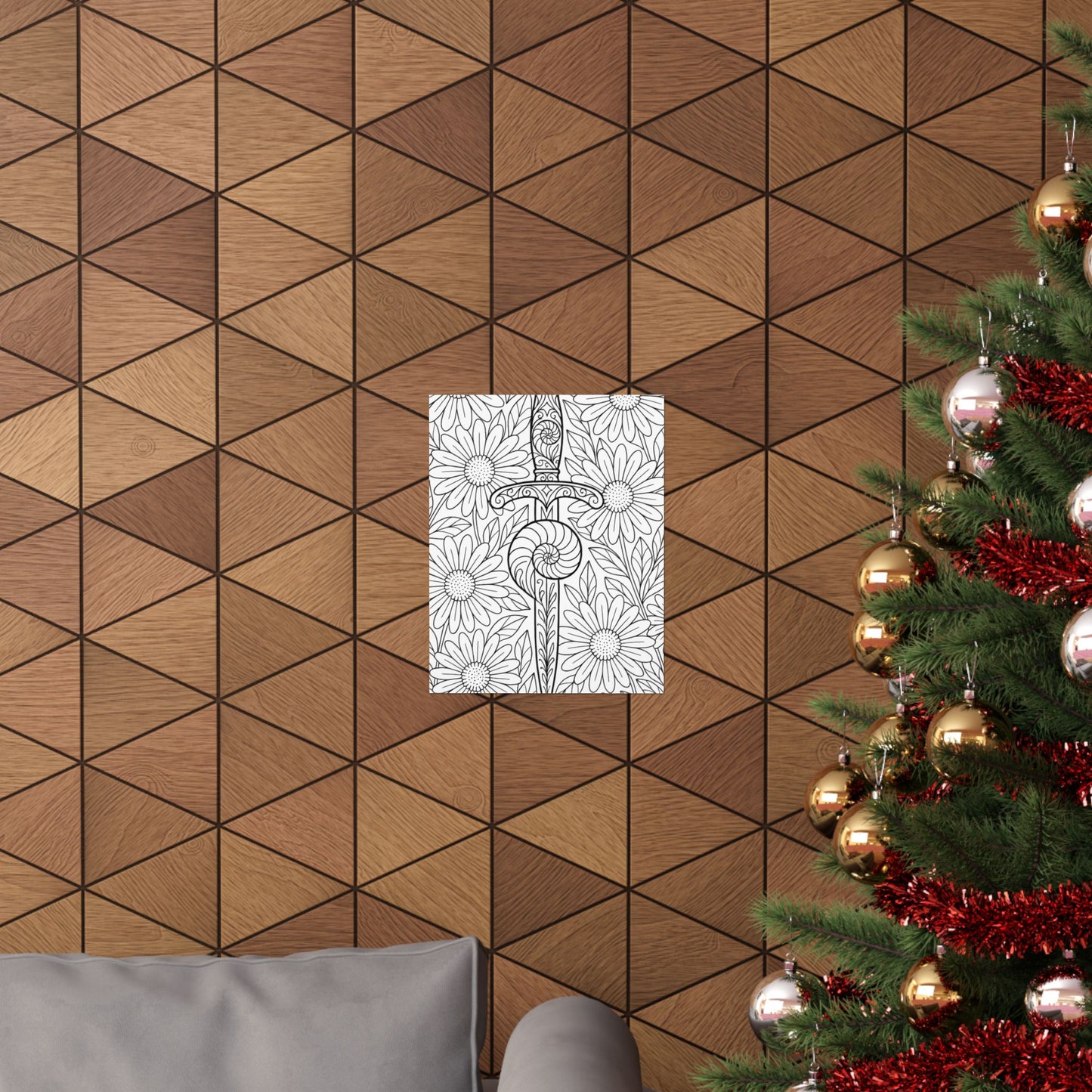 Colorable Dagger and Nautilus Shell Poster