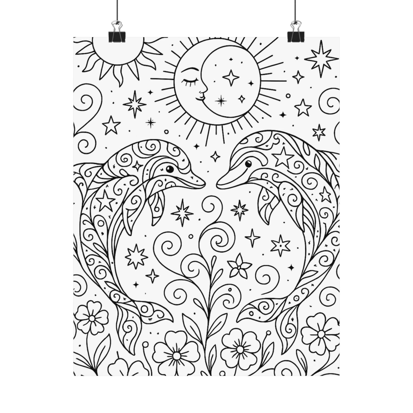 Colorable Dolphins Poster