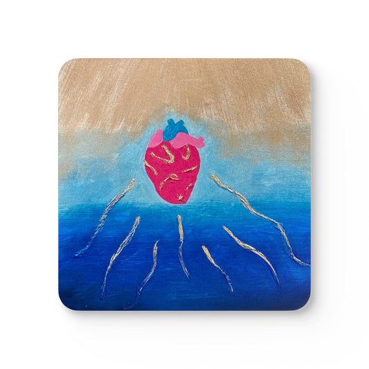 Corkwood Coaster Set - by artist and daughter of cancer survivor Emily, painting entitled "Freedom, Paradis"