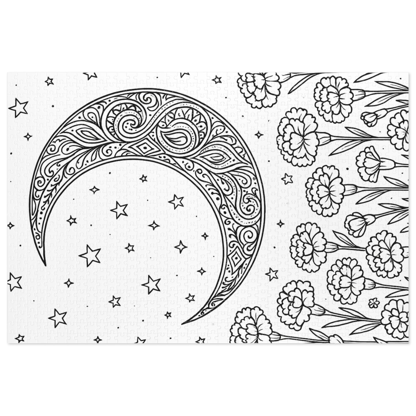 Jigsaw Puzzle: Crescent Moon and Carnations