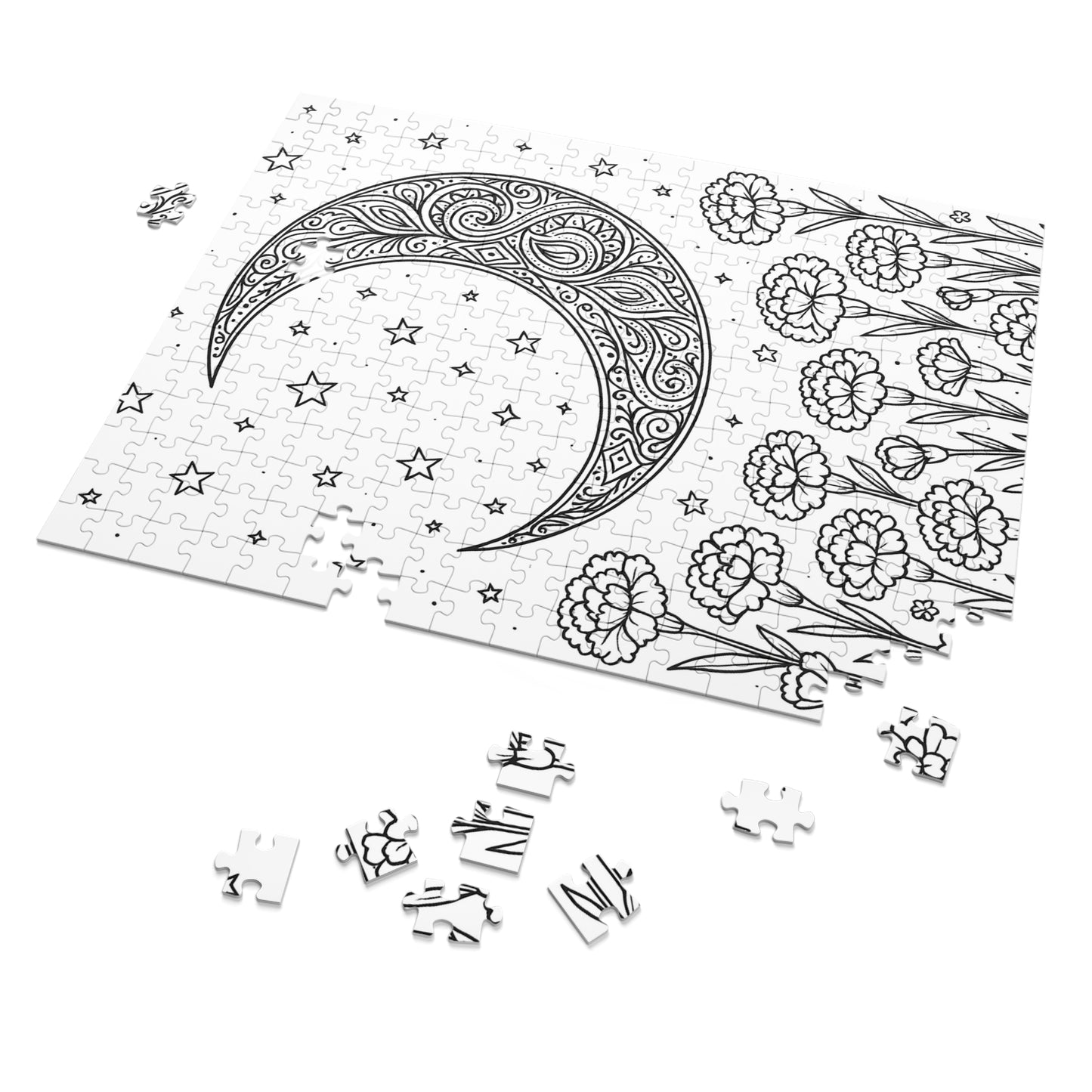 Jigsaw Puzzle: Crescent Moon and Carnations