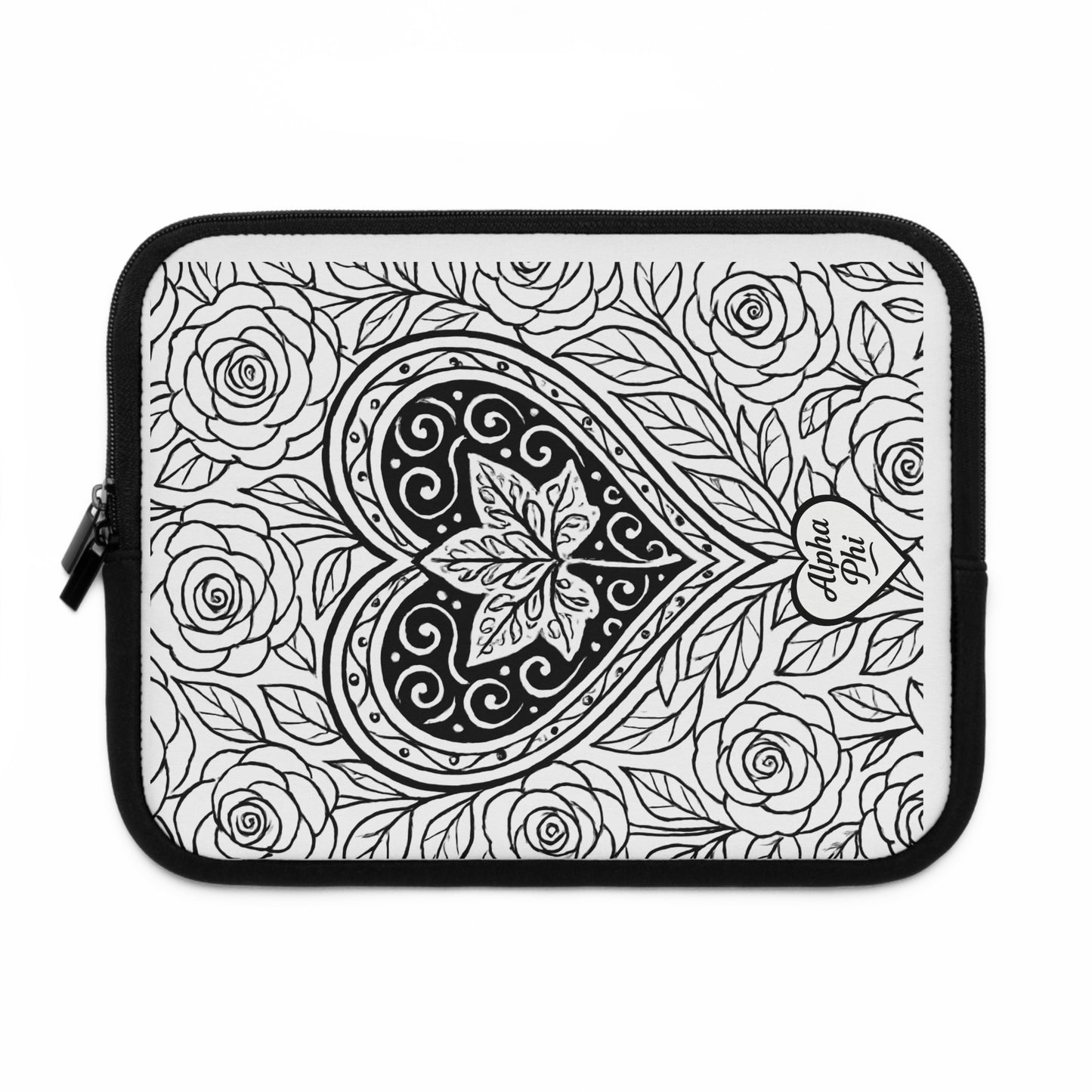 Alpha Phi Maple Leaf Laptop Sleeve — Black & White Decorative Protective Case