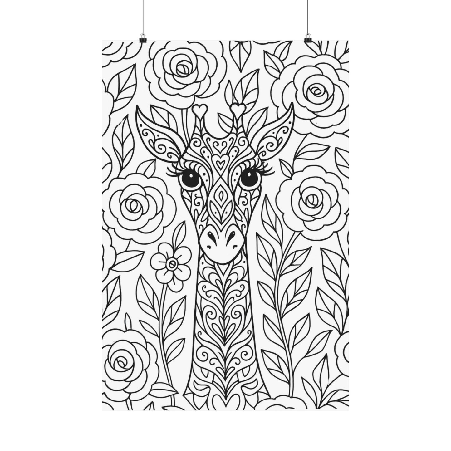 Colorable Giraffe Poster