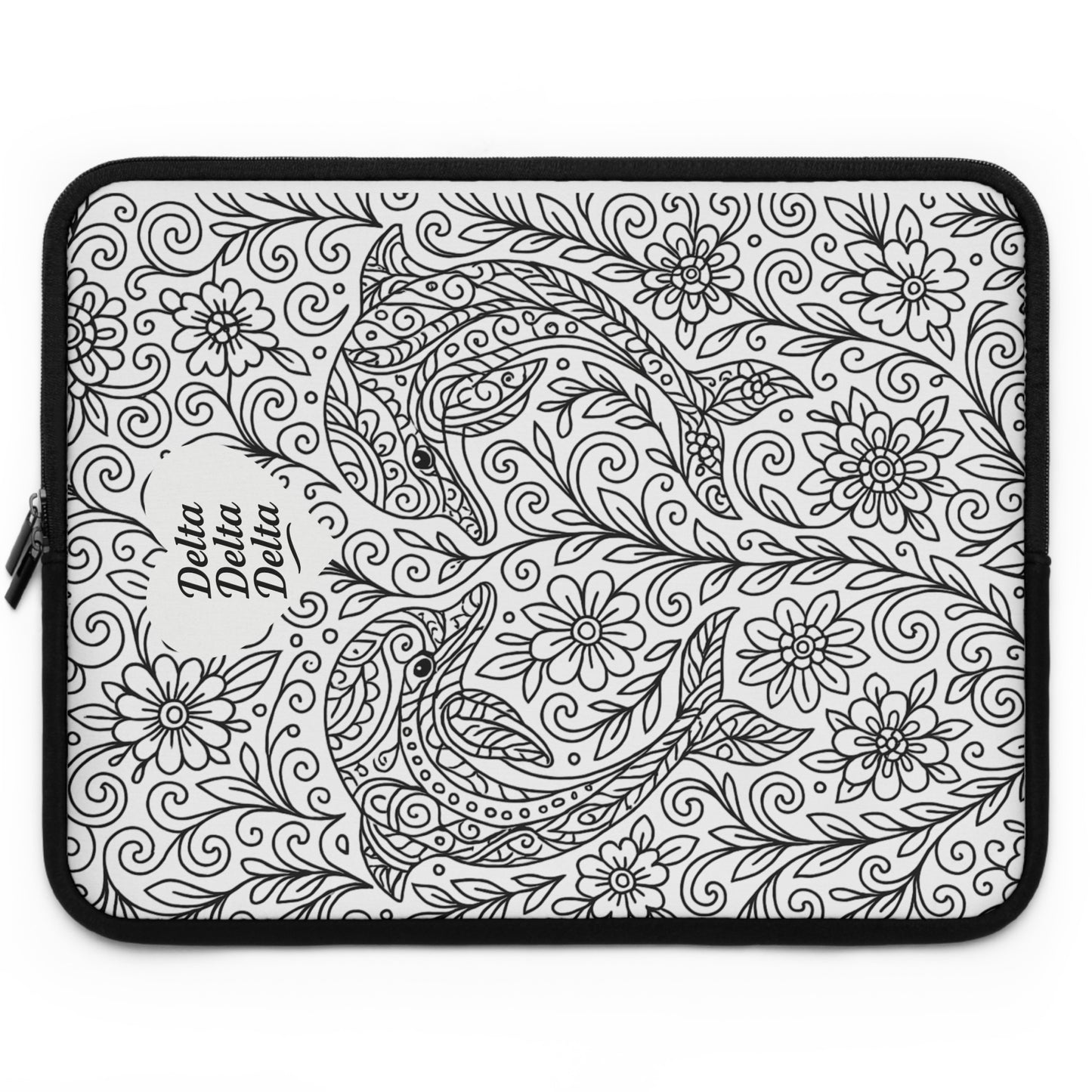 Delta Delta Delta Dolphins Laptop Sleeve — Black & White Decorative Protective Case