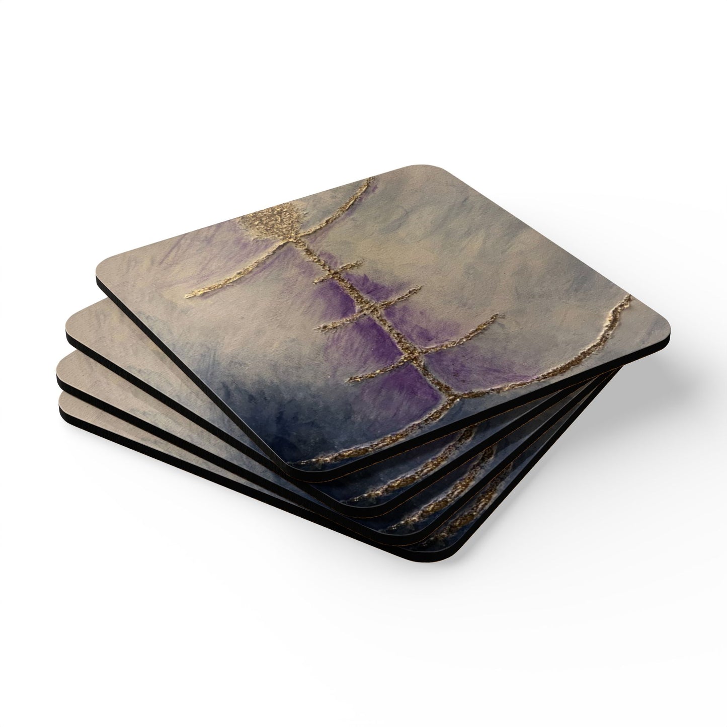 Corkwood Coaster Set titled "Angel's Reach"- by Cancer Survivor artist Jaky Broussard