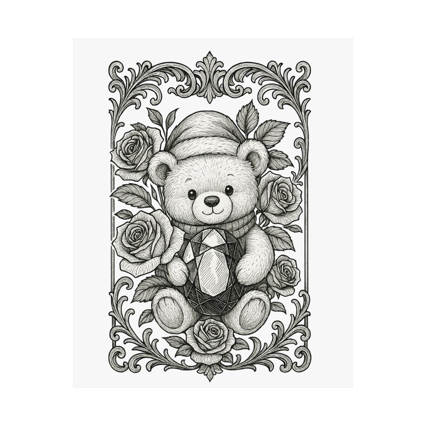 Phi Sigma Sigma Colorable Bear and Sapphire Poster
