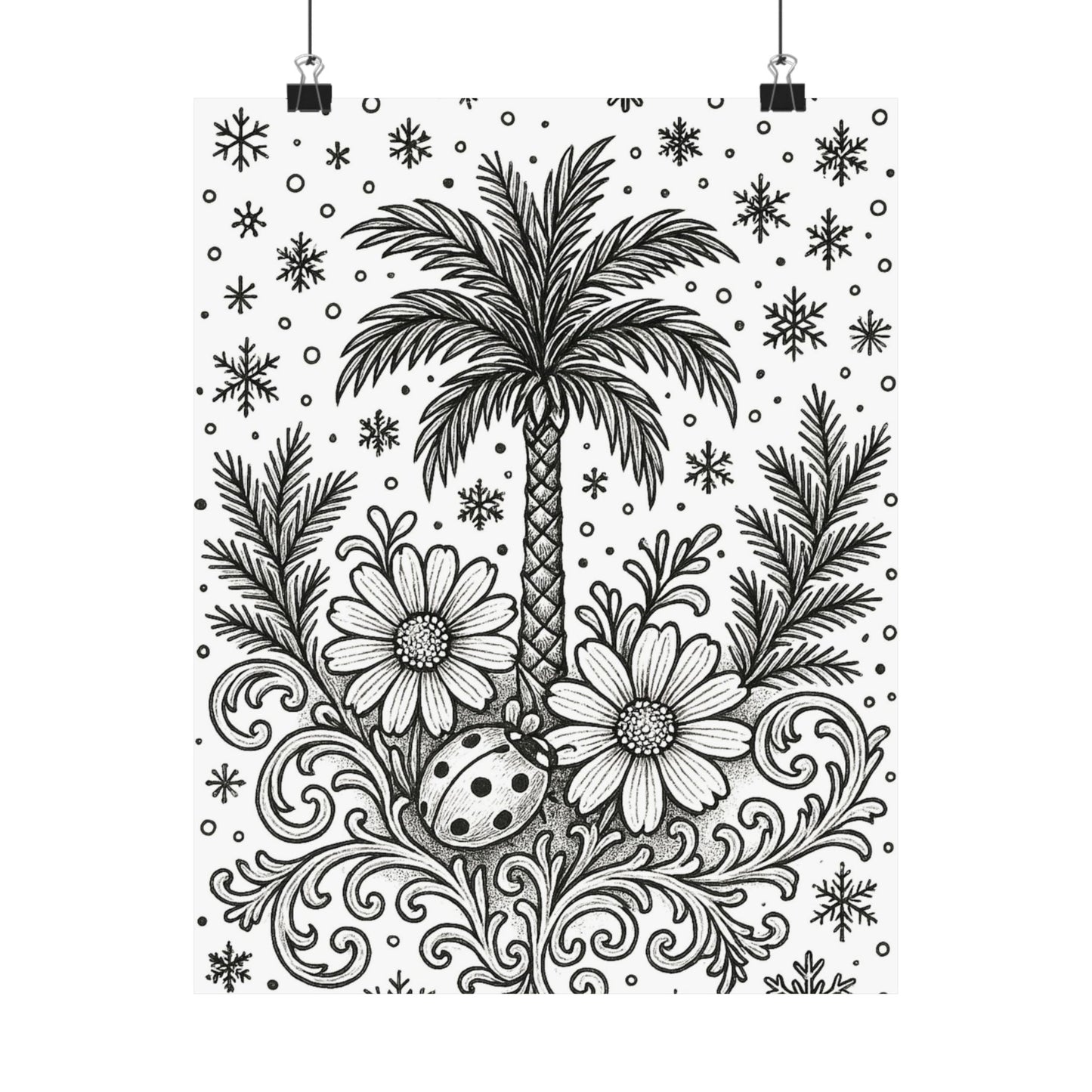 Colorable Palm Tree and Lady Bug Poster