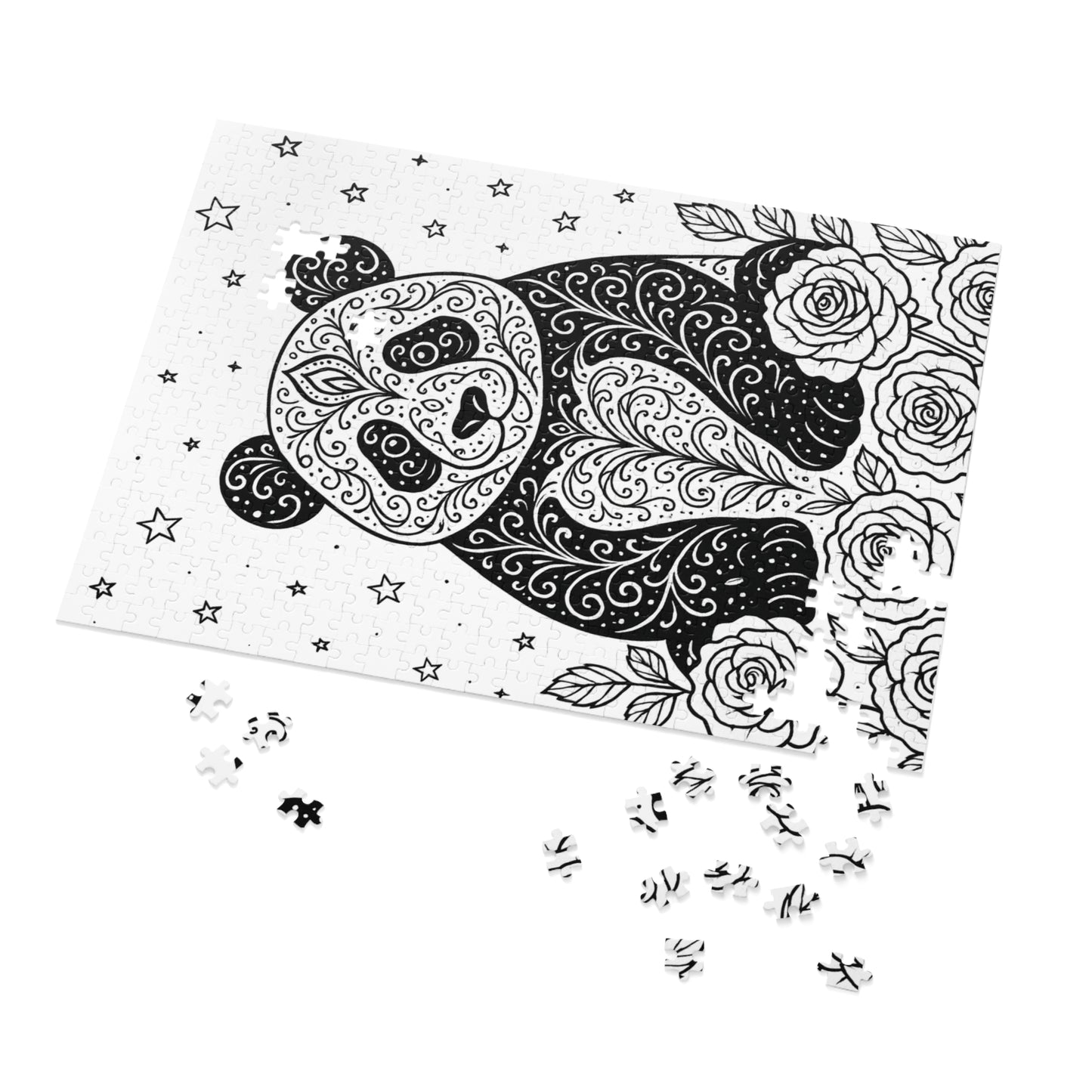 Adult Coloring Panda Jigsaw Puzzle with Tin – Mindfulness Puzzle for Stress Relief & Gifts