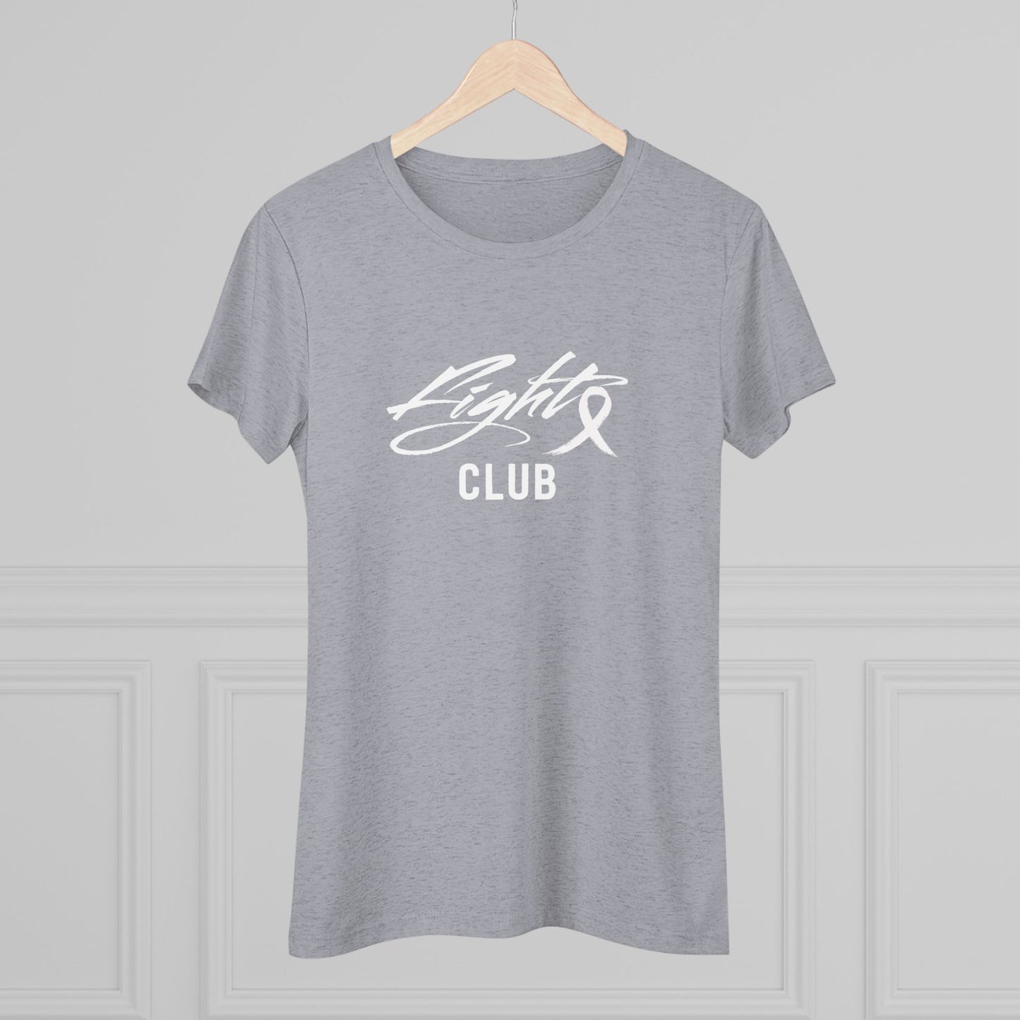 Lightweight Women's Tee with White FIGHT CLUB Awareness Ribbon, Cancer Awareness Shirt, Gift for Her, Support Tee, Casual Wear