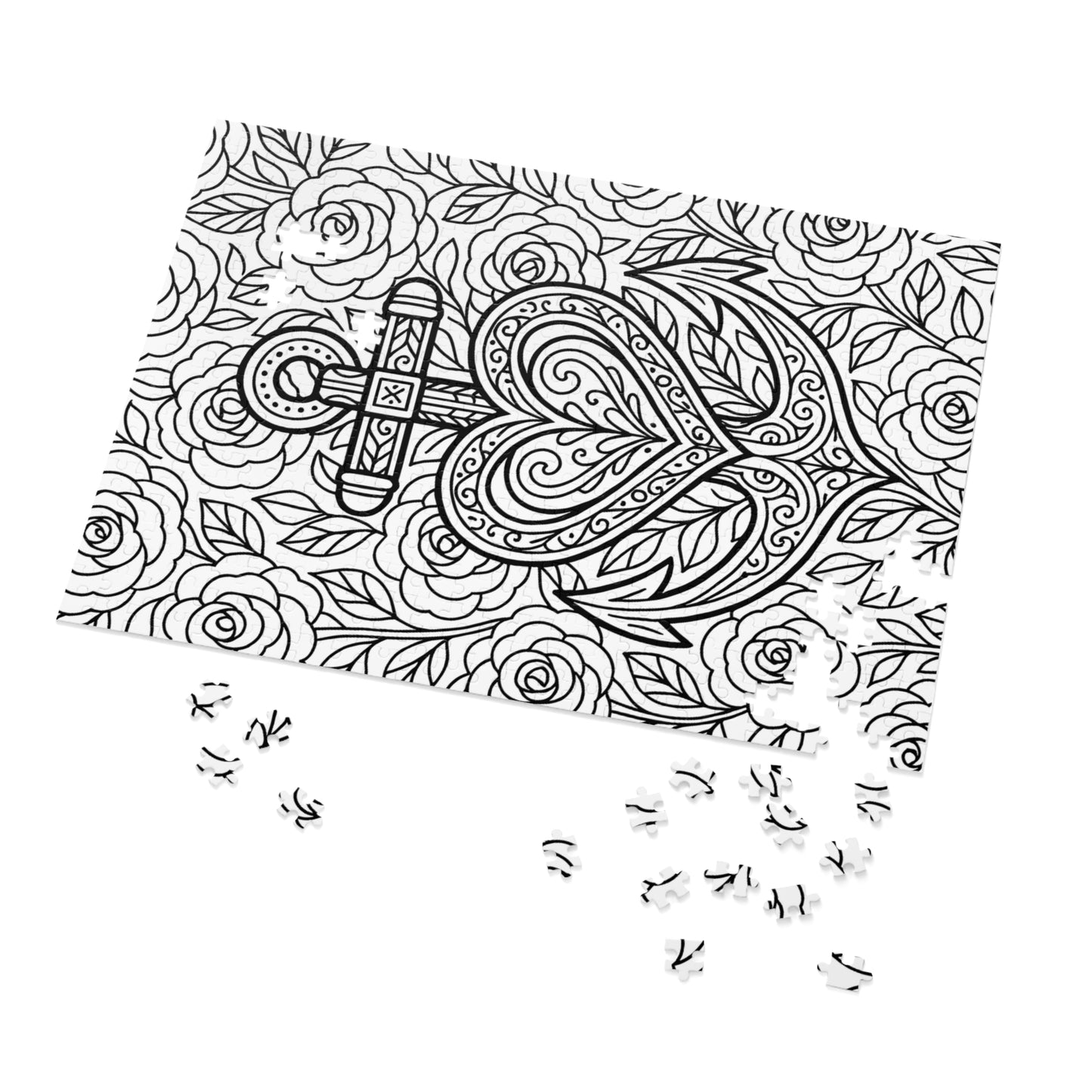 Adult Coloring Anchor Jigsaw Puzzle with Tin – Mindfulness Puzzle for Stress Relief & Gifts