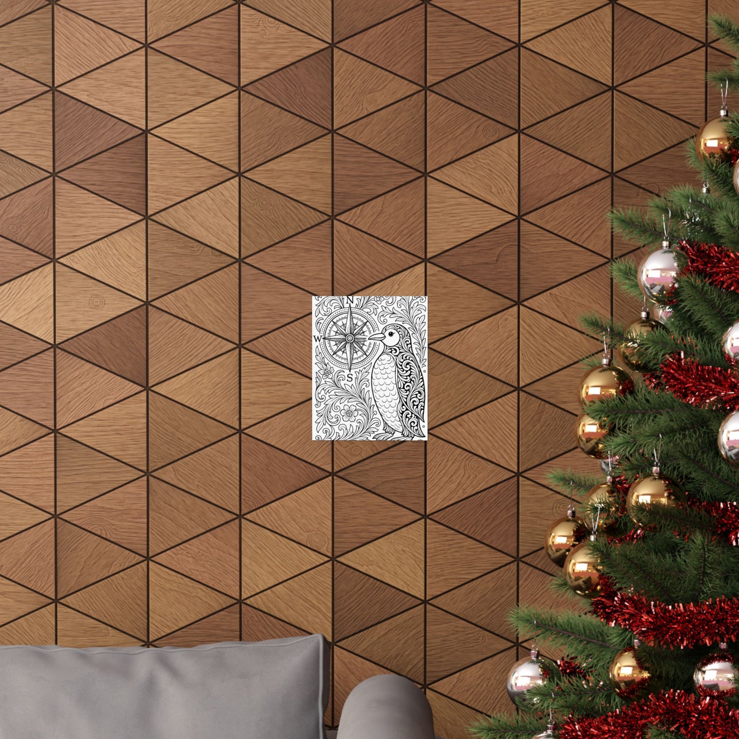 Colorable Penguin and Compass Poster