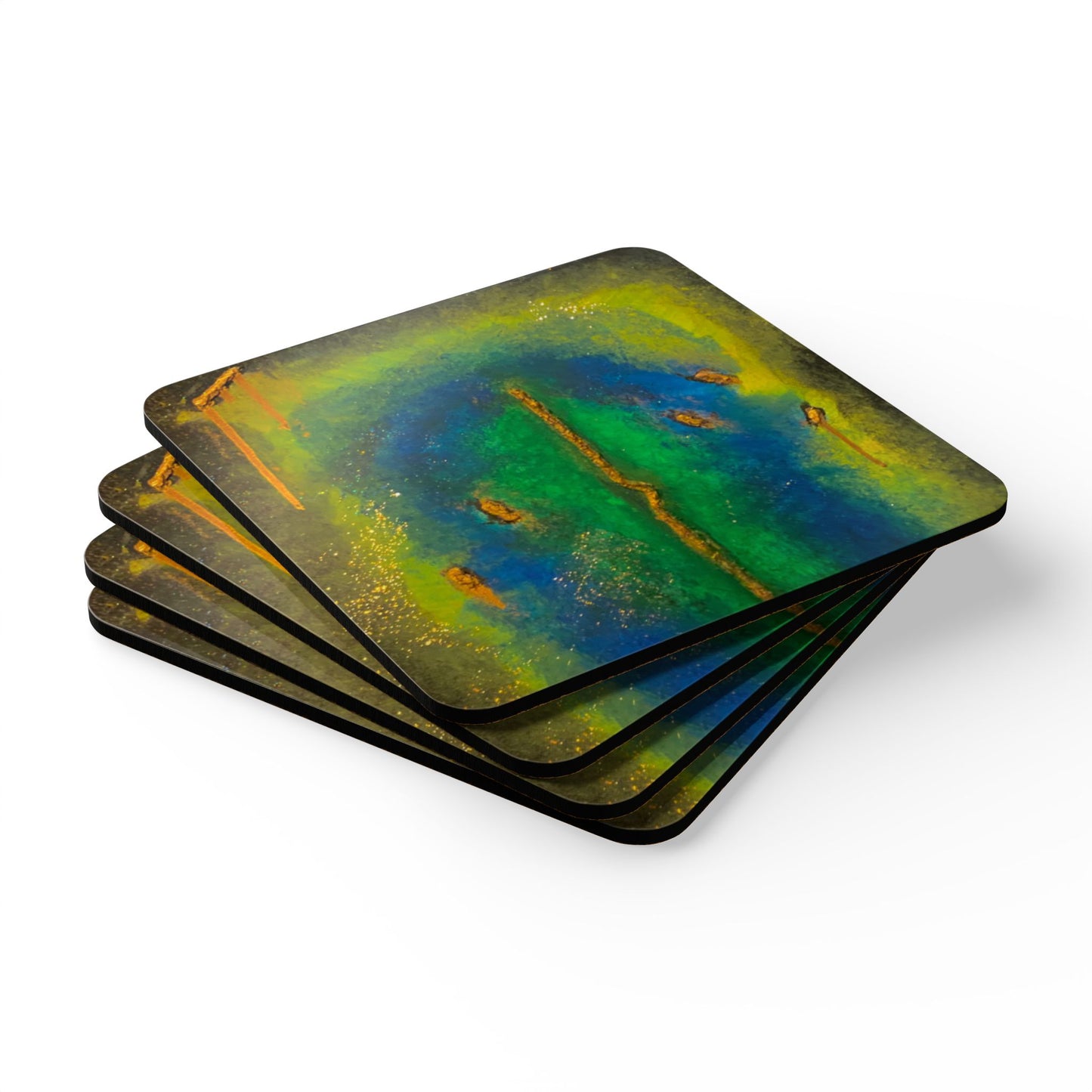 Corkwood Coaster Set titled "Shera" - by Cancer Survivor artist Ginger Swaggerty