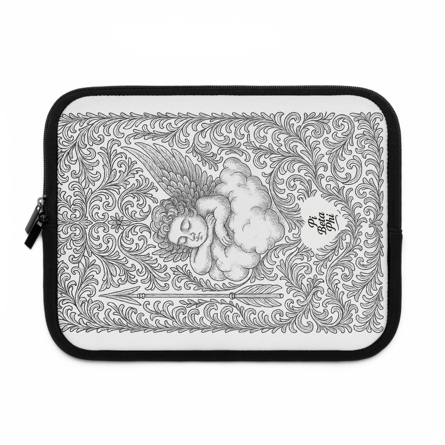 Pi Beta Phi Angel and Arrow Laptop Sleeve — Black & White Decorative Protective Case