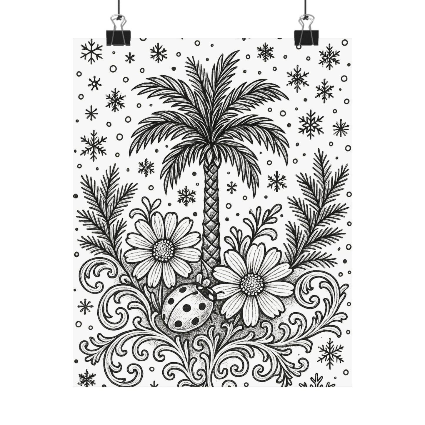 Colorable Palm Tree and Lady Bug Poster