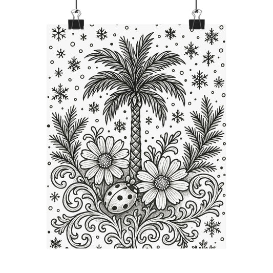 Colorable Palm Tree and Lady Bug Poster