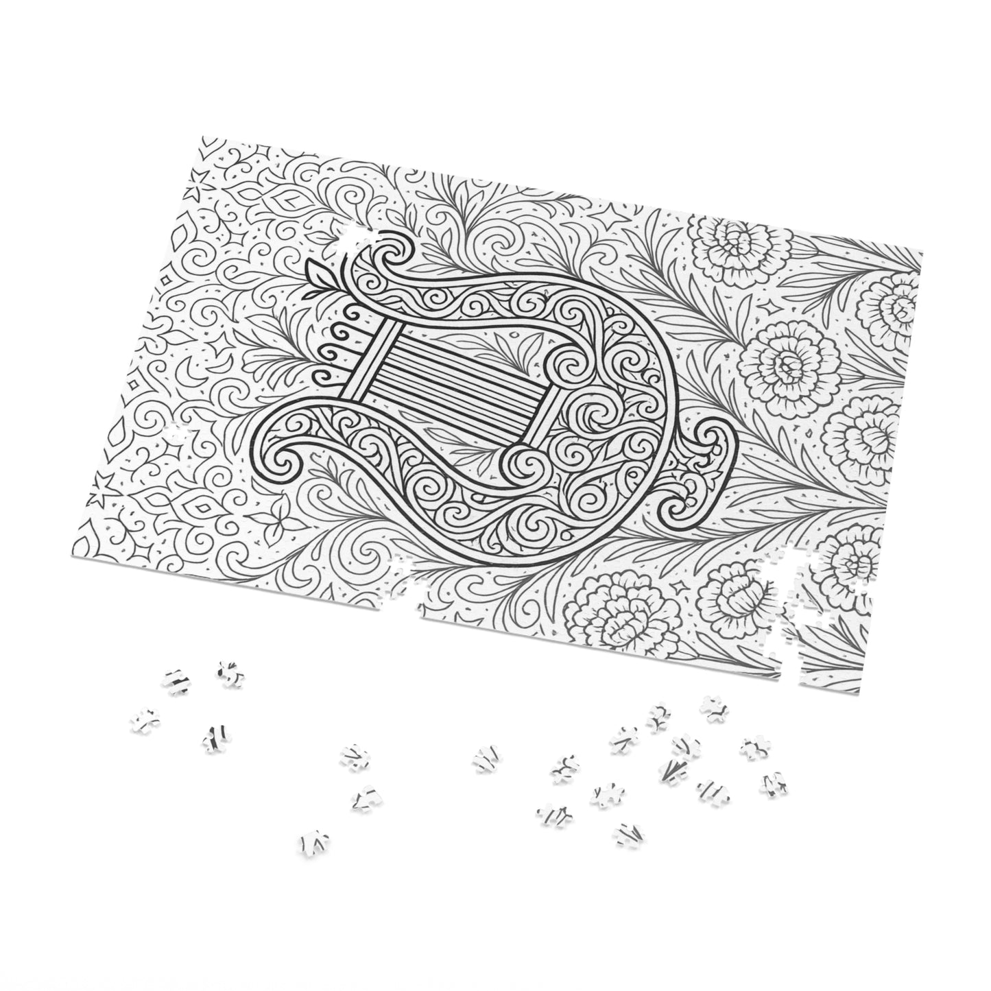 Jigsaw Puzzle: Ornate Lyre and Carnations