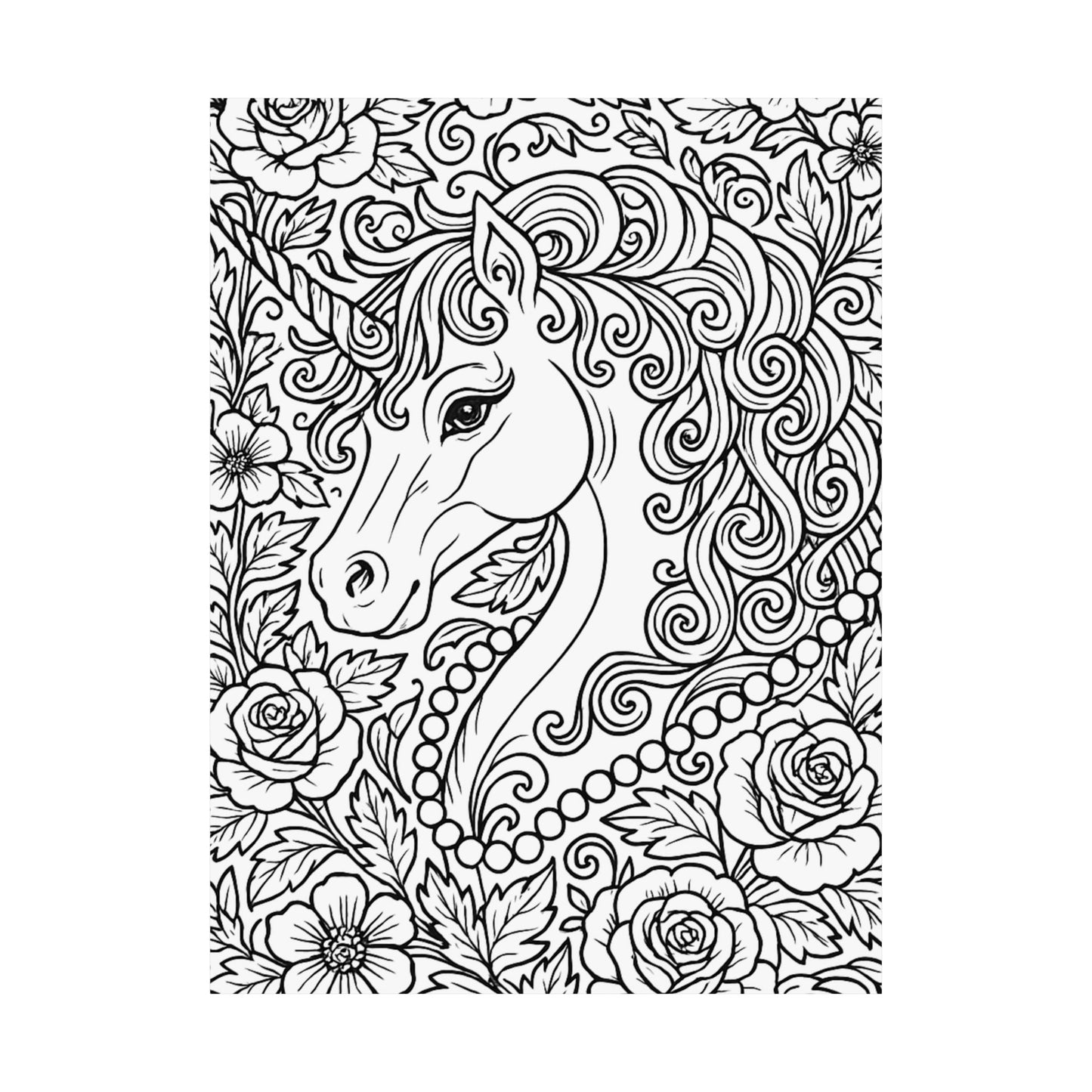 Colorable Unicorn and Pearls Poster