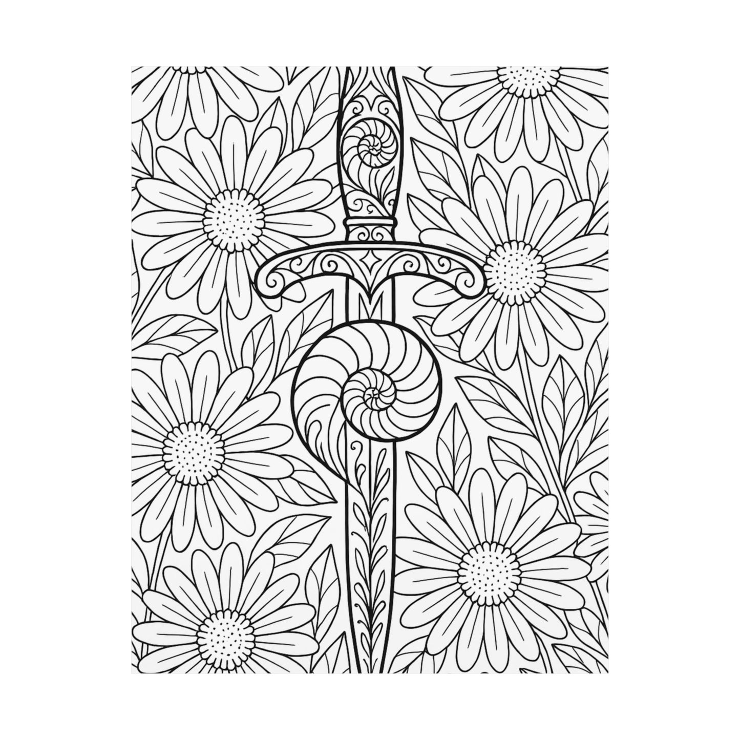 Colorable Dagger and Nautilus Shell Poster