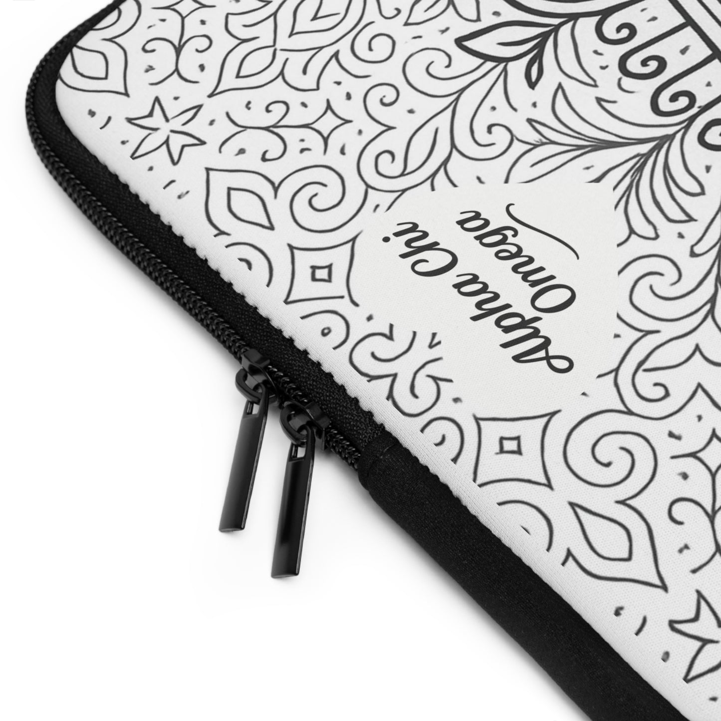 Alpha Chi Omega Lyre Laptop Sleeve — Black & White Decorative Protective Case