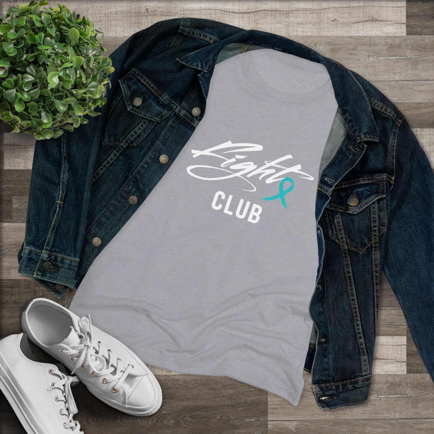 Lightweight Women's Tee with Teal Ovarian Awareness Ribbon, Cancer Awareness Shirt, Gift for Her, Support Tee, Casual Wear