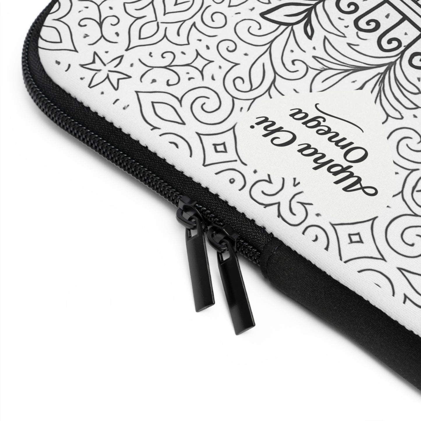 Alpha Chi Omega Lyre Laptop Sleeve — Black & White Decorative Protective Case